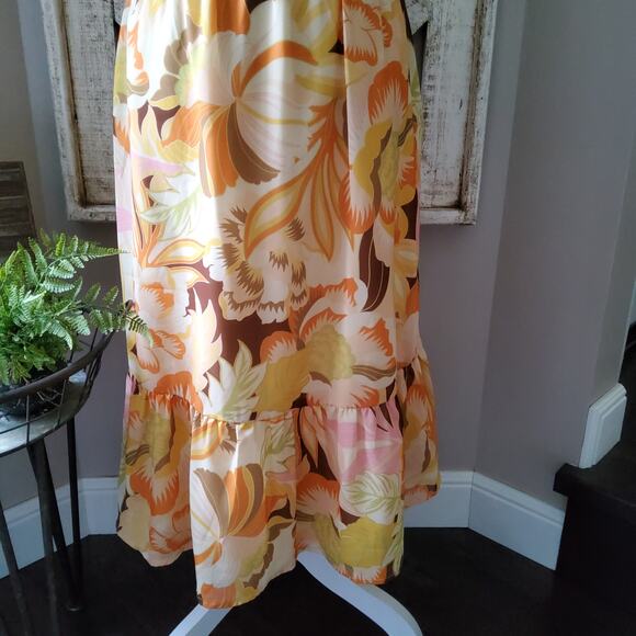 New Collective Concepts Sleeveless Crochet Trim Blouson Midi Dress Yellow Multi - Picture 5 of 13